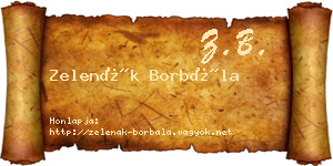 Zelenák Borbála névjegykártya